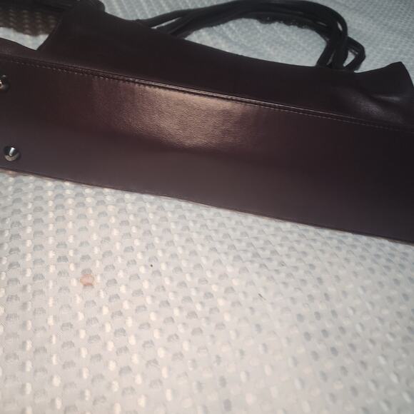 EASY SPIRIT EUC DARK WINE LEATHER SATCHEL BAG WITH CELL PHONE BAG - Picture 2 of 6